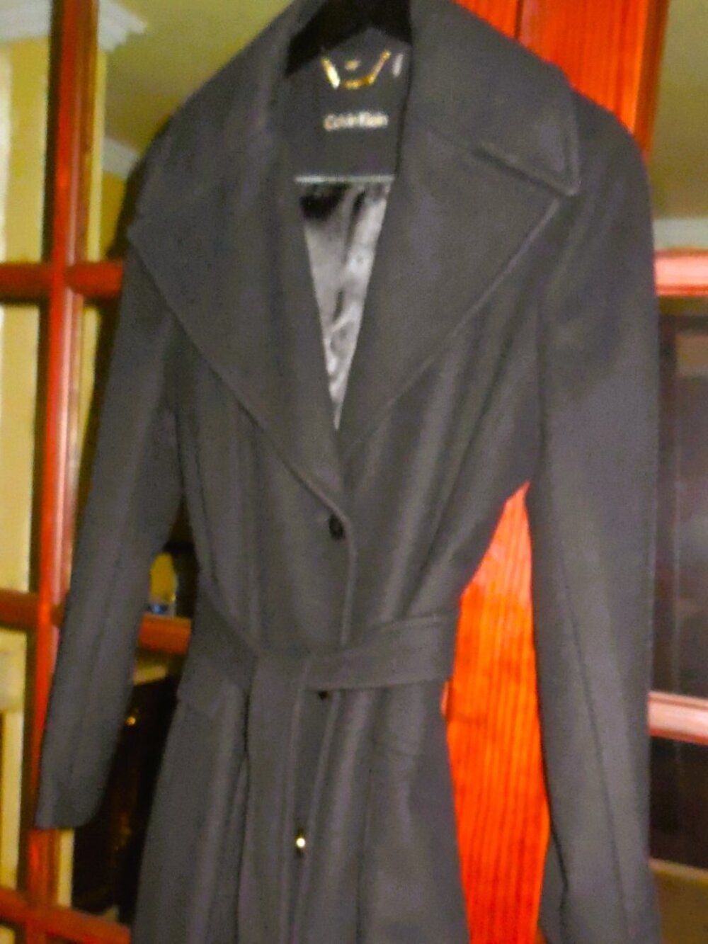 Calvin Klein Black Winter Trench Coat Full length Size 6